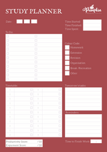 Load image into Gallery viewer, Red Daily Study Planner
